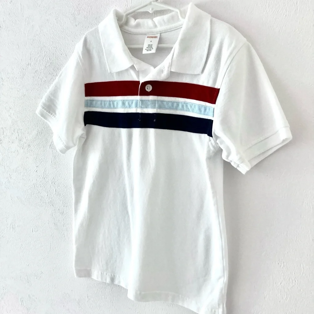 Gymboree White Polo with stripes Size 8